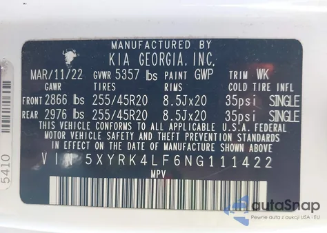 2022 Kia Sorento Sx from USA, damaged, VIN 5XYRK4LF6NG111422